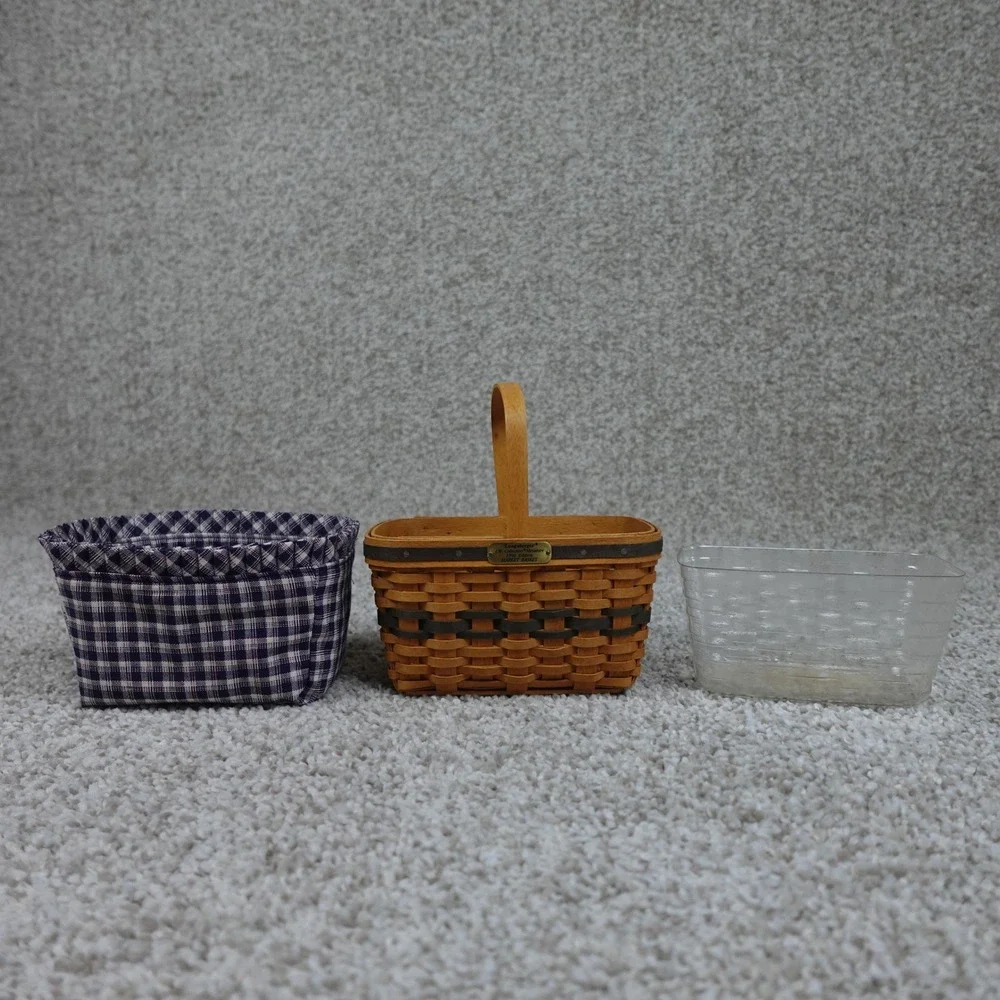 Longaberger 1996 JW Collection Miniature Market Basket Set Liner & Protector